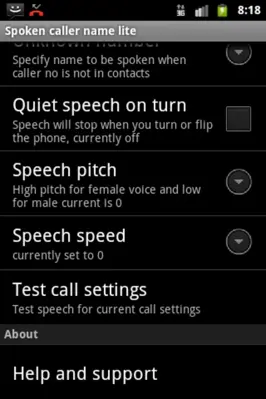 Spoken caller name lite free android App screenshot 0