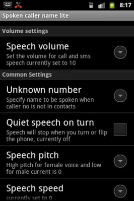 Spoken caller name lite free android App screenshot 1